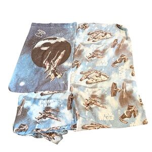 Star Wars Vintage Sheet Set Pillow Case Flat Fitted Sheet Twin